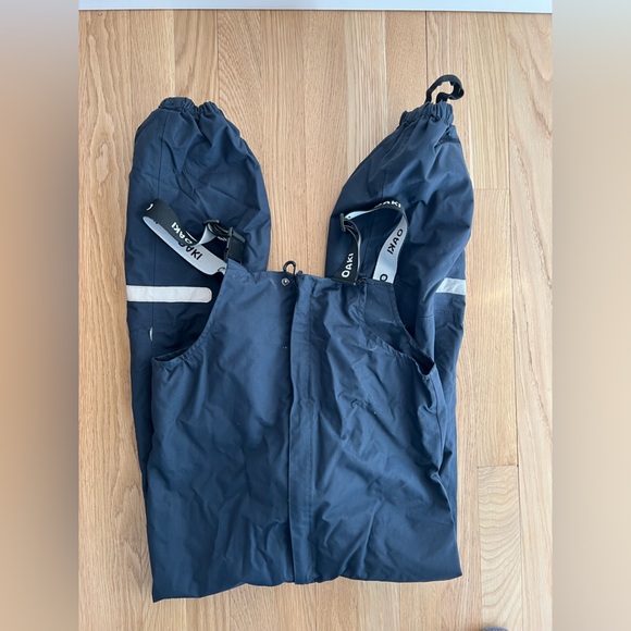 Oaki Navy Blue waterproof bib overall rain pants, kids size 10-11, EUC - Picture 3 of 4